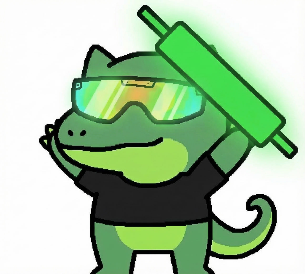 TEK the dinosaur holding a bazooka in action pose