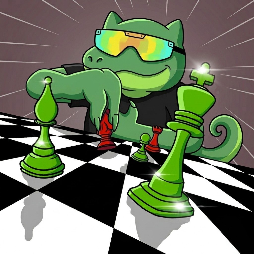 TEK the dinosaur playing chess like a strategic master